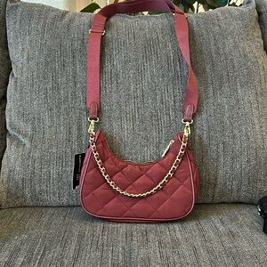 INC CHILSEA BURGUNDY QUILTED CROSSBODY